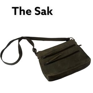 The Sak gray leather crossbody purse
